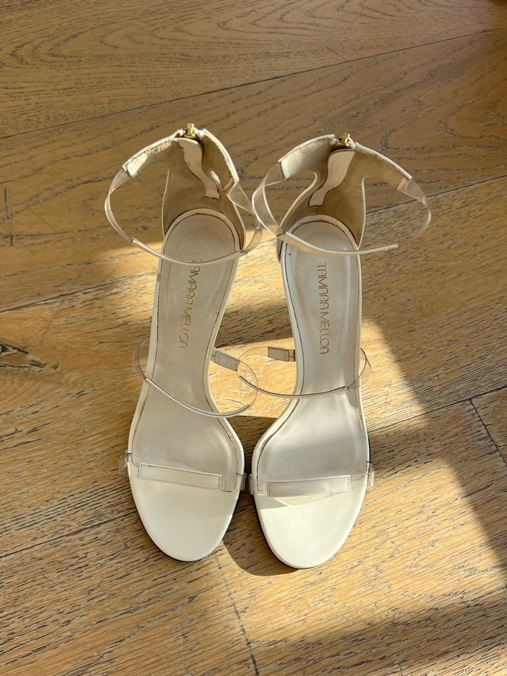 Tamara Mellon Patent Leather Heels in Clear/White